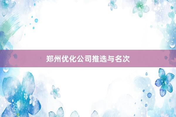 郑州优化公司推选与名次